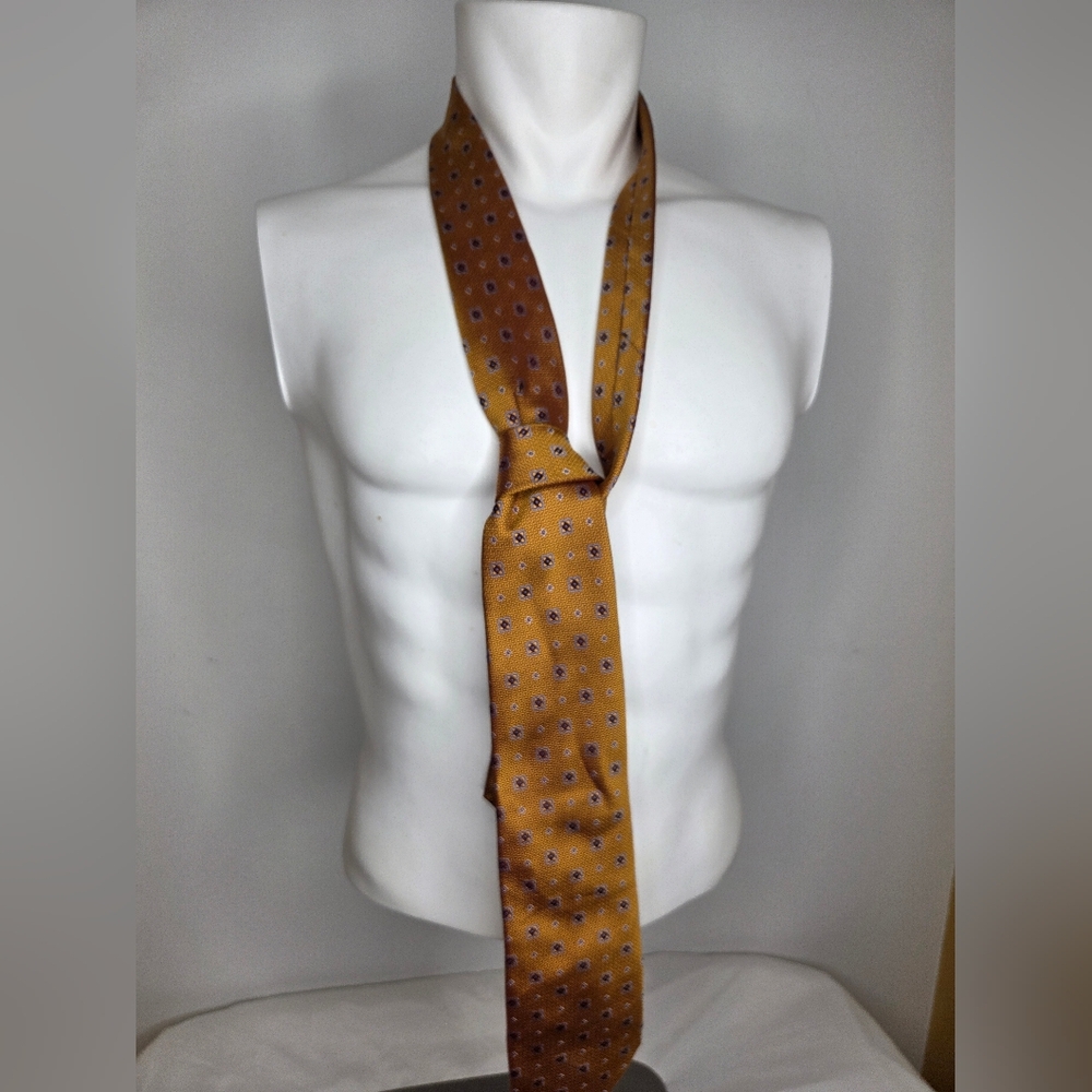 Daniel Dolce Elegant Patterned Orange Men's Tie Hand Made In Italy